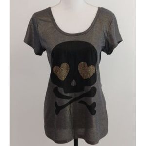 DEB Sheer Metalic Skull & Bones T Shirt